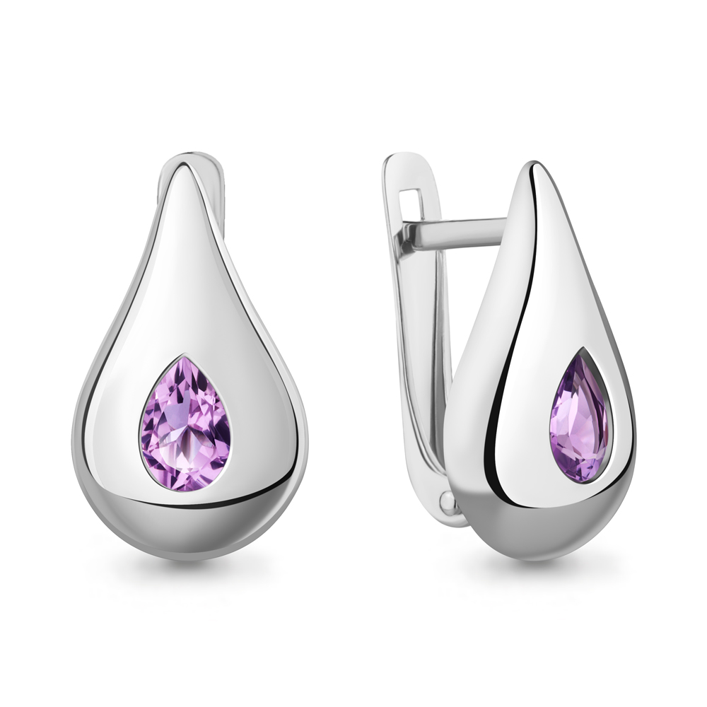 45020304 Серьги из Серебра с аметистами