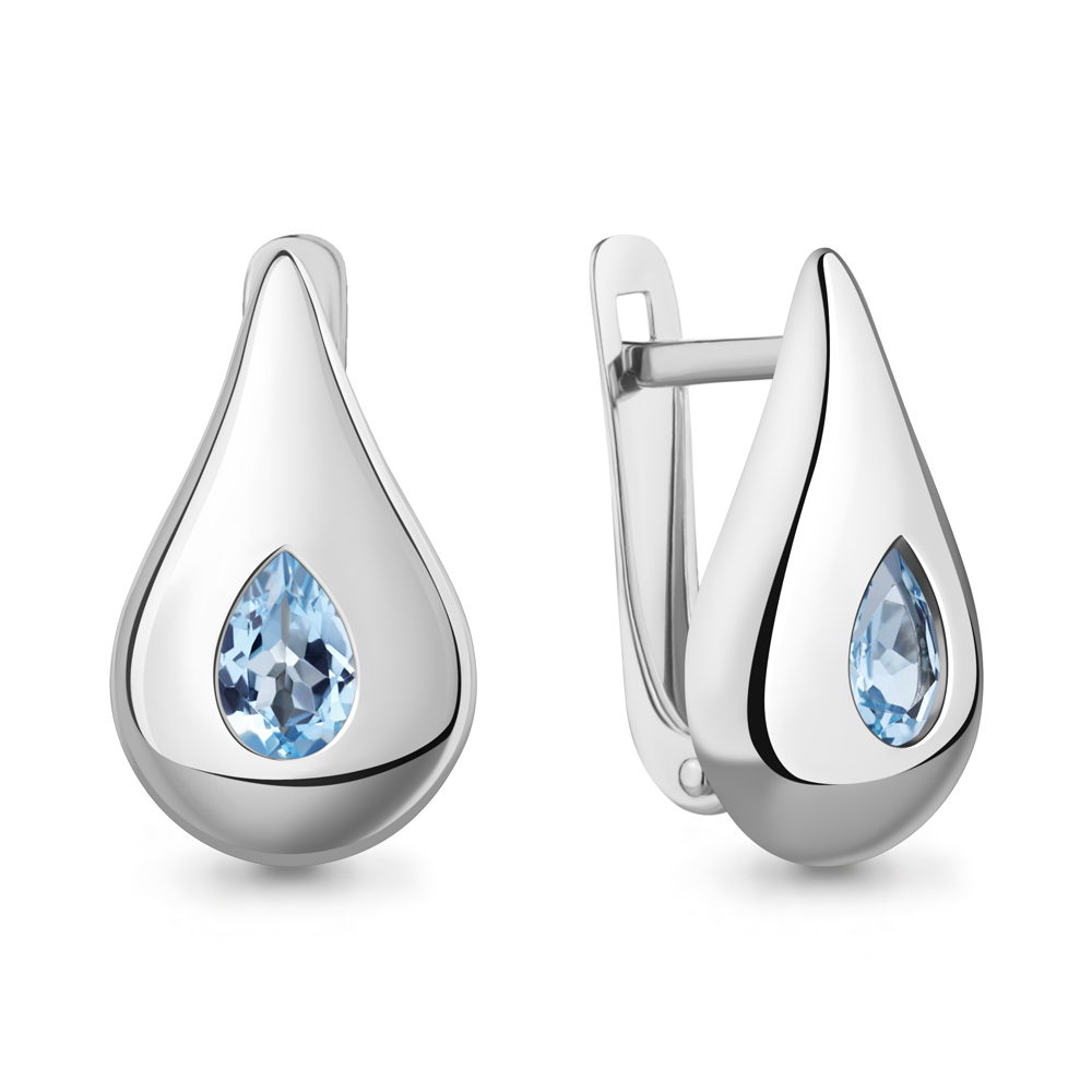 45020305 Серьги из Серебра с топазами свисс блю