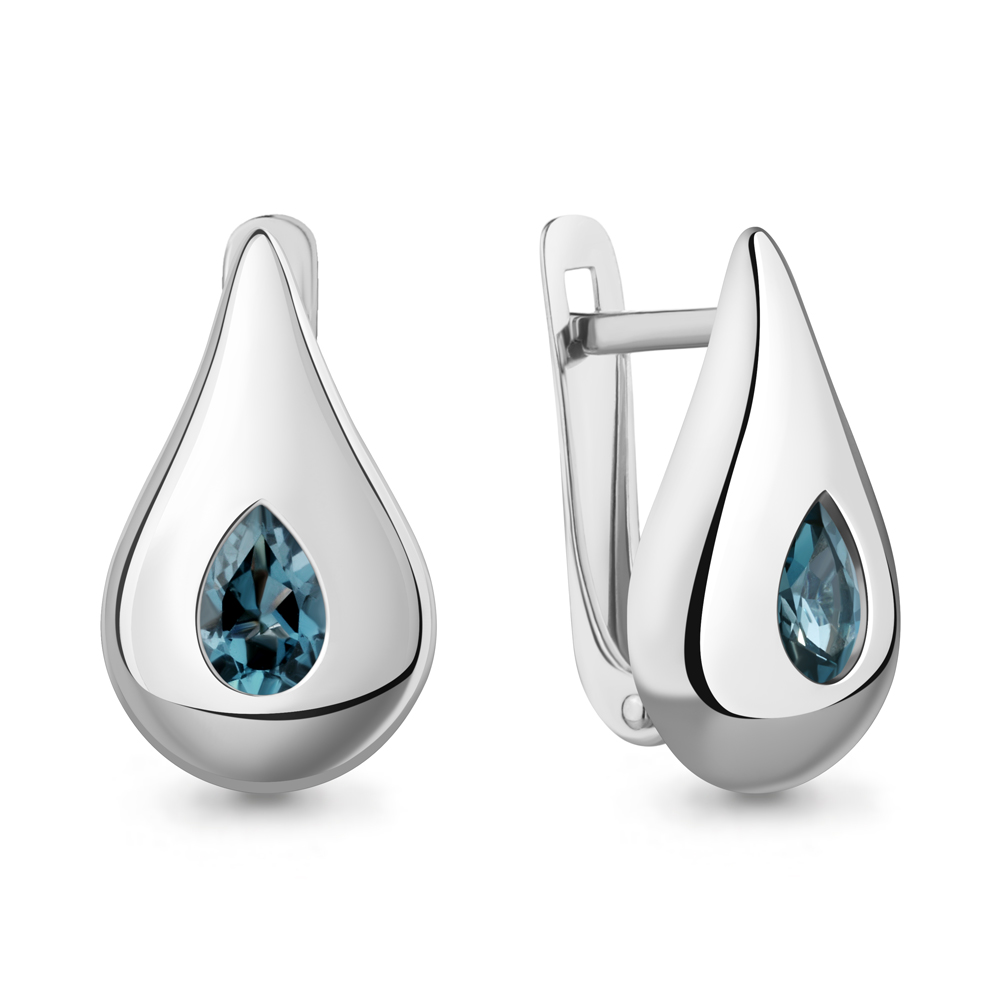 45020308 Серьги из Серебра с топазами лондон блю