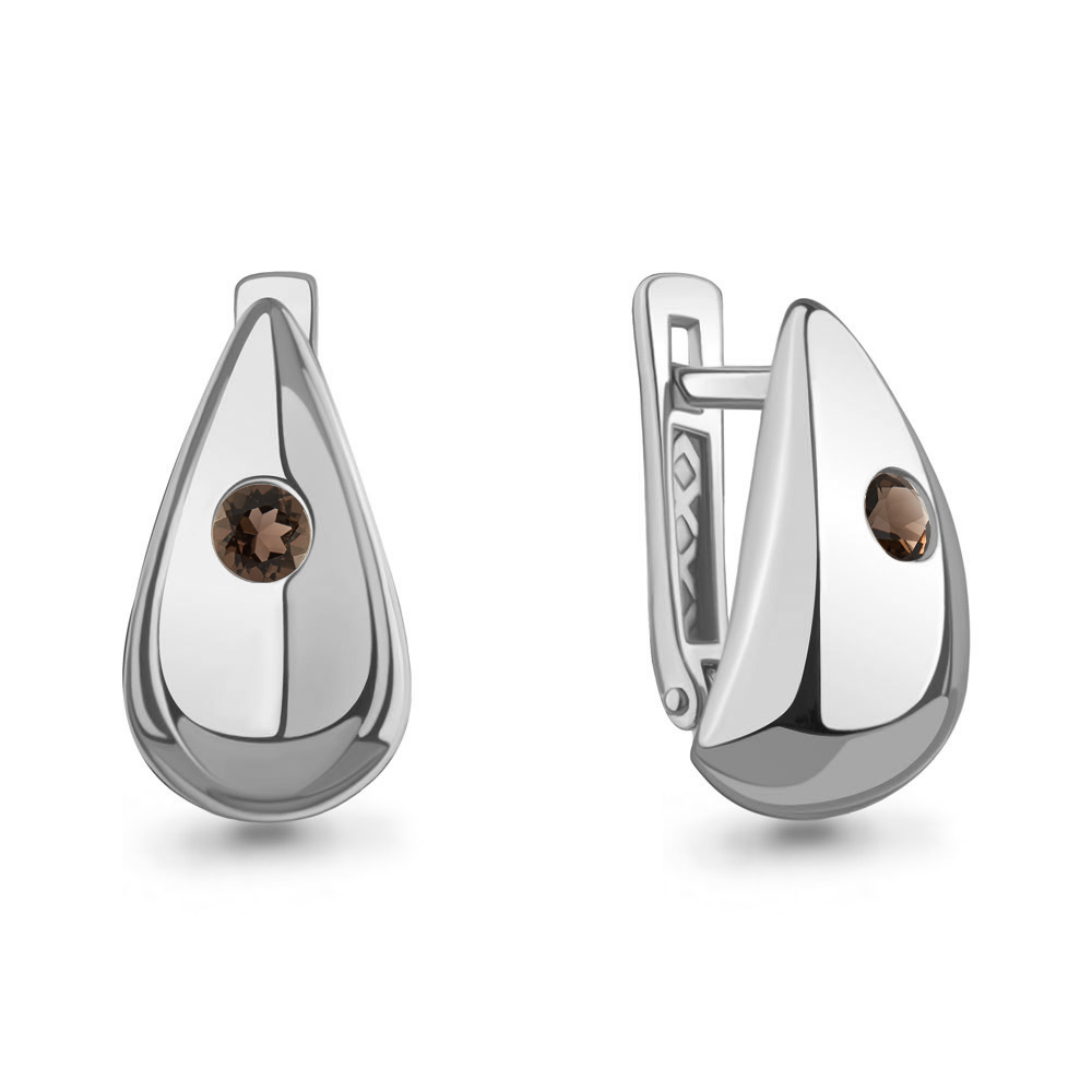 45020601 Серьги из Серебра с кварцами дымчатыми