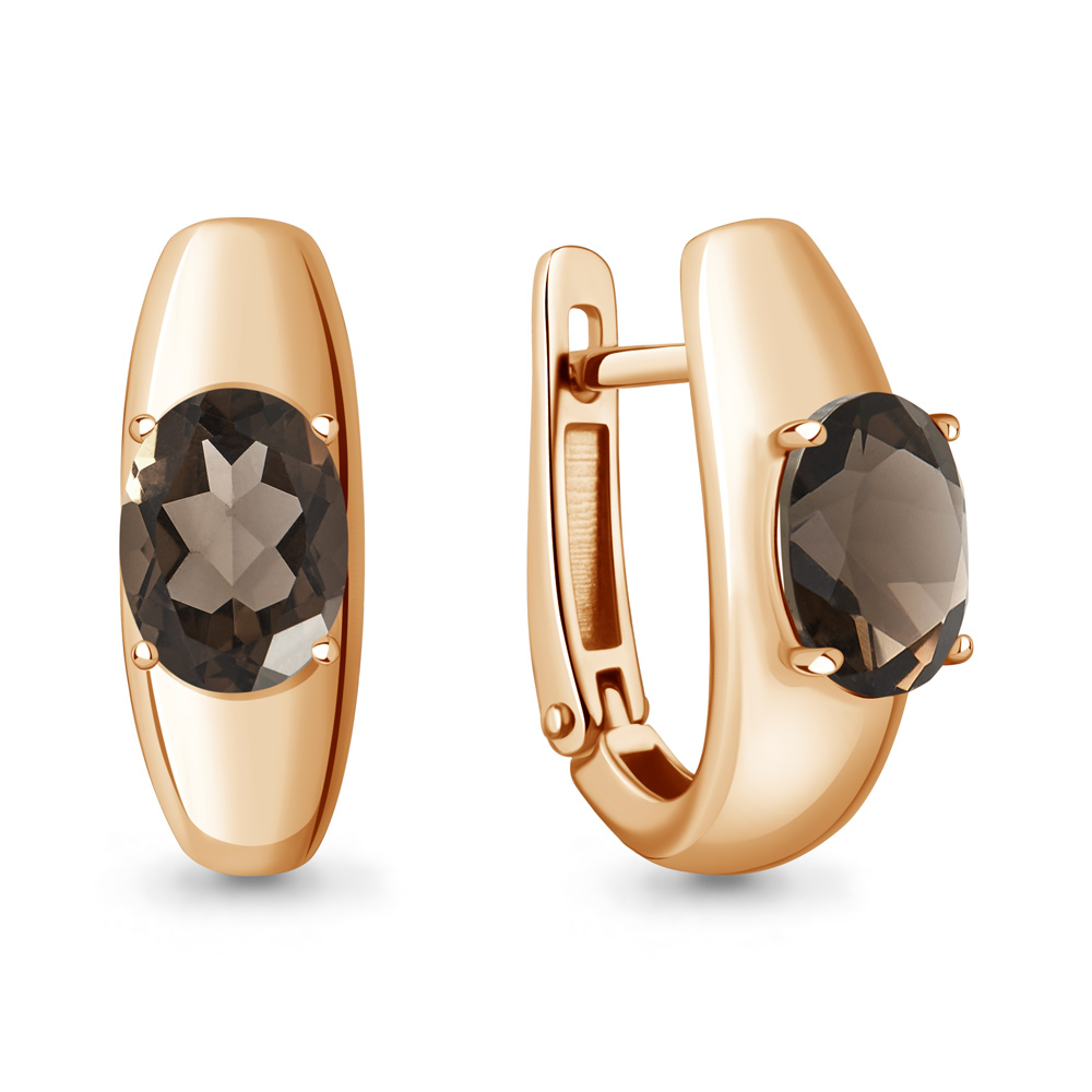 45020801 Серьги из Золота с кварцами дымчатыми