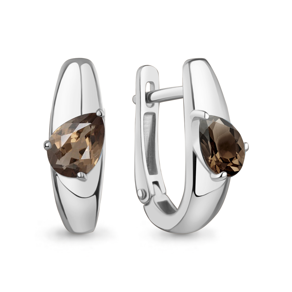 45020901 Серьги из Серебра с кварцами дымчатыми