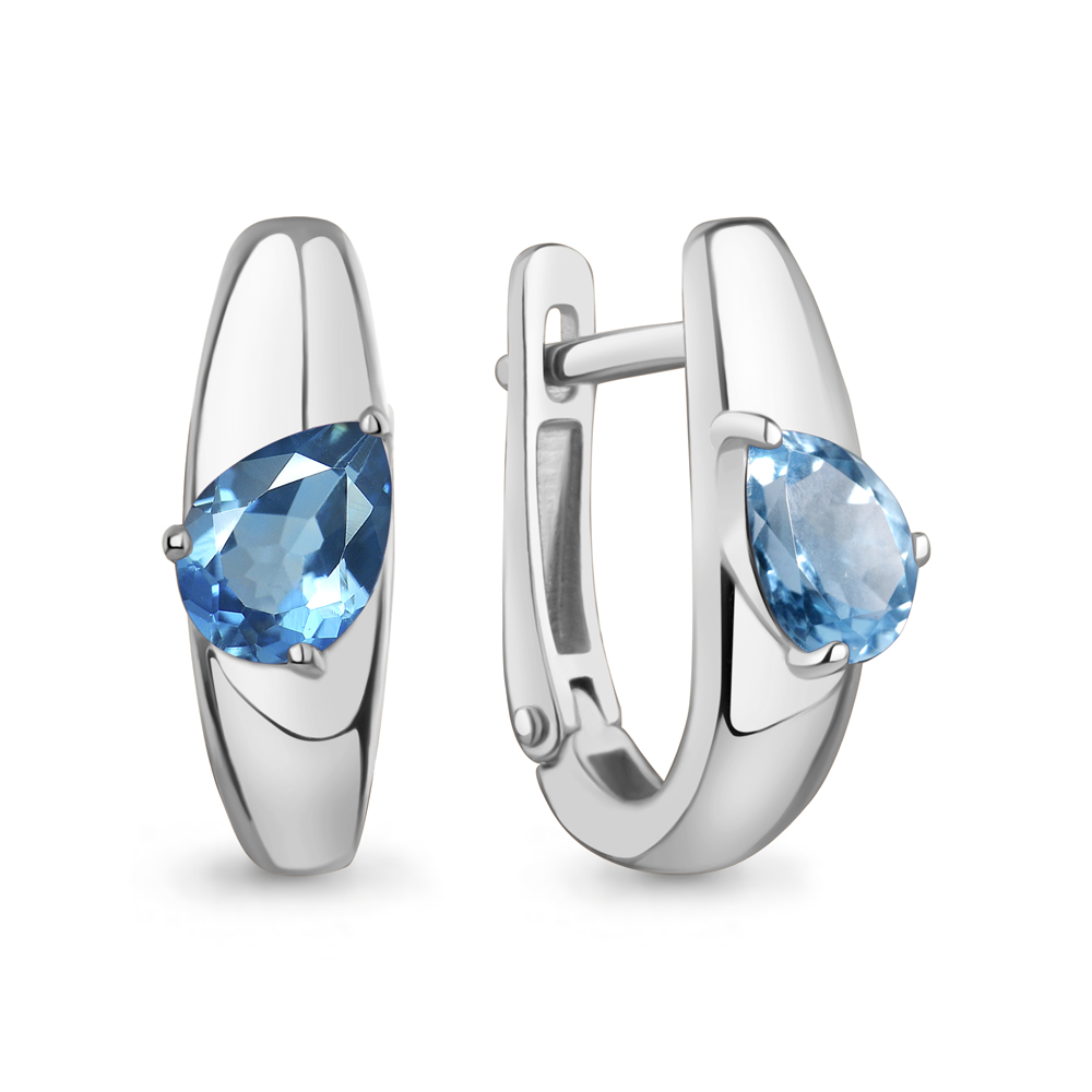 45020905 Серьги из Серебра с топазами свисс блю