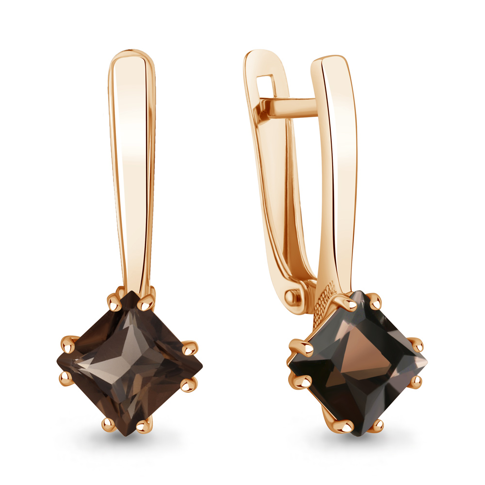 45021301 Серьги из Золота с кварцами дымчатыми