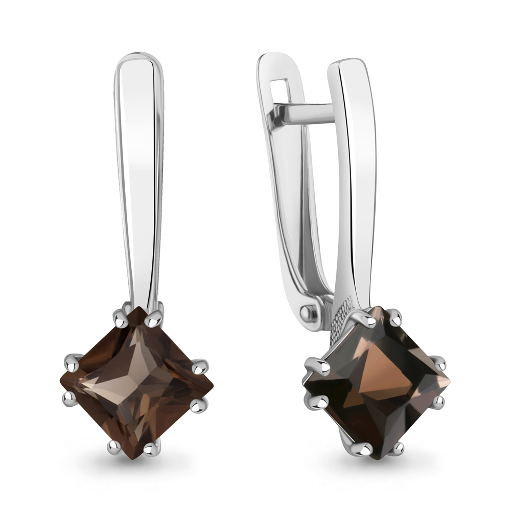 45021301 Серьги из Серебра с кварцами дымчатыми