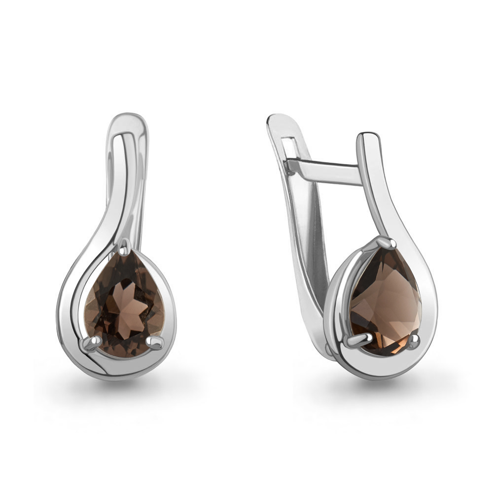 45021401 Серьги из Серебра с кварцами дымчатыми