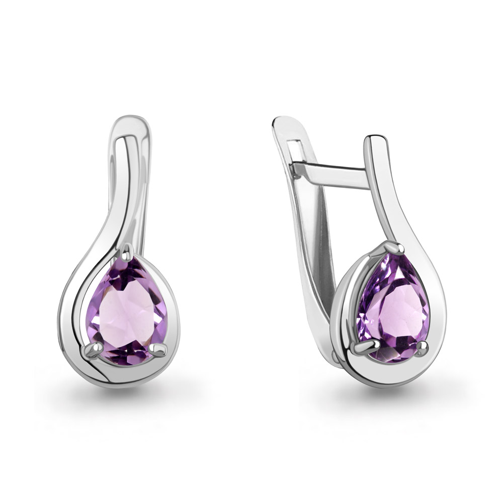 45021404 Серьги из Серебра с аметистами