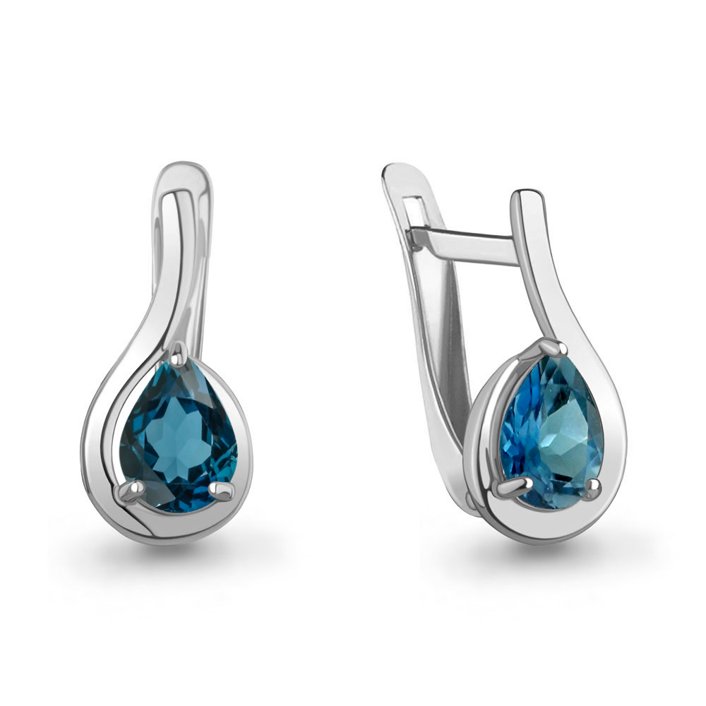45021408 Серьги из Серебра с топазами лондон блю
