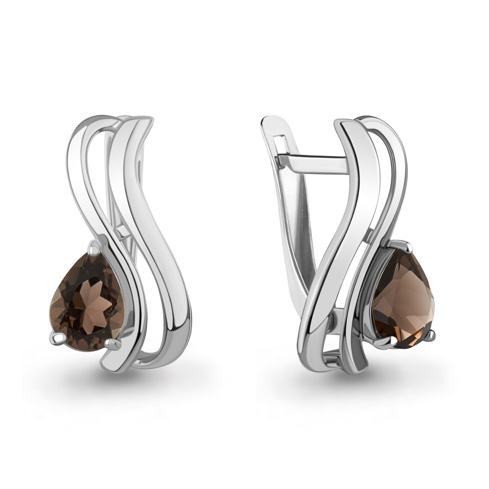45021501 Серьги из Серебра с кварцами дымчатыми