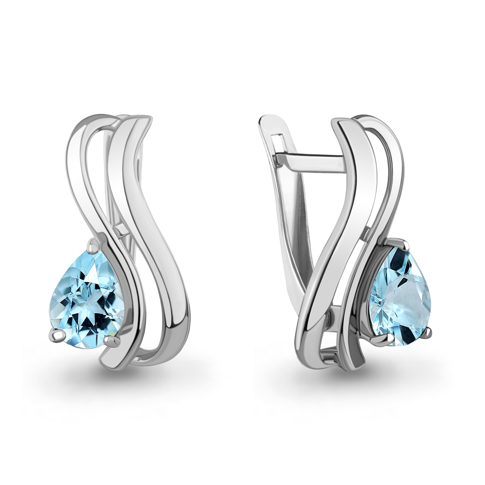 45021502 Серьги из Серебра с топазами скай блю