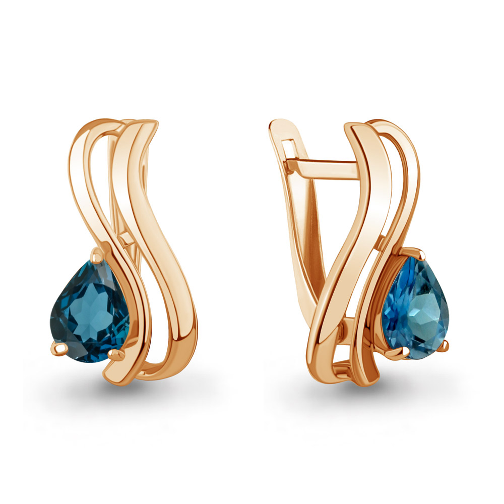 45021508 Серьги из Золота с топазами лондон блю