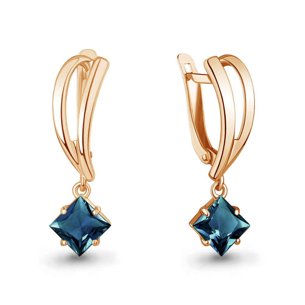 45021608 Серьги из Золота с топазами лондон блю