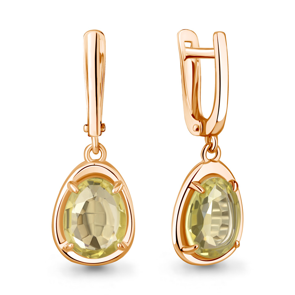 45022611 Серьги из Золота с кварцами лимонными