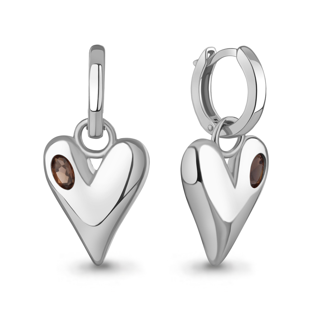 45023001 Серьги из Серебра с кварцами дымчатыми