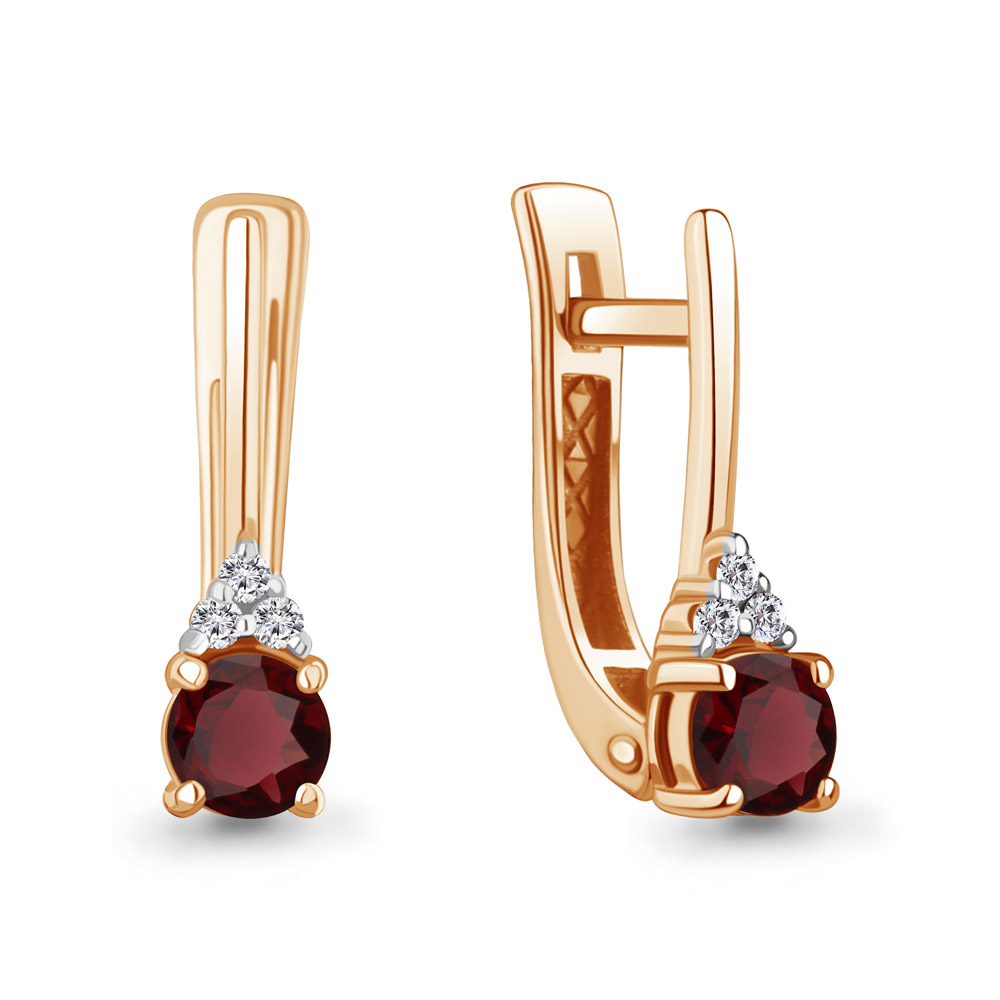 45023703 Серьги из Золота с гранатами, фианитами