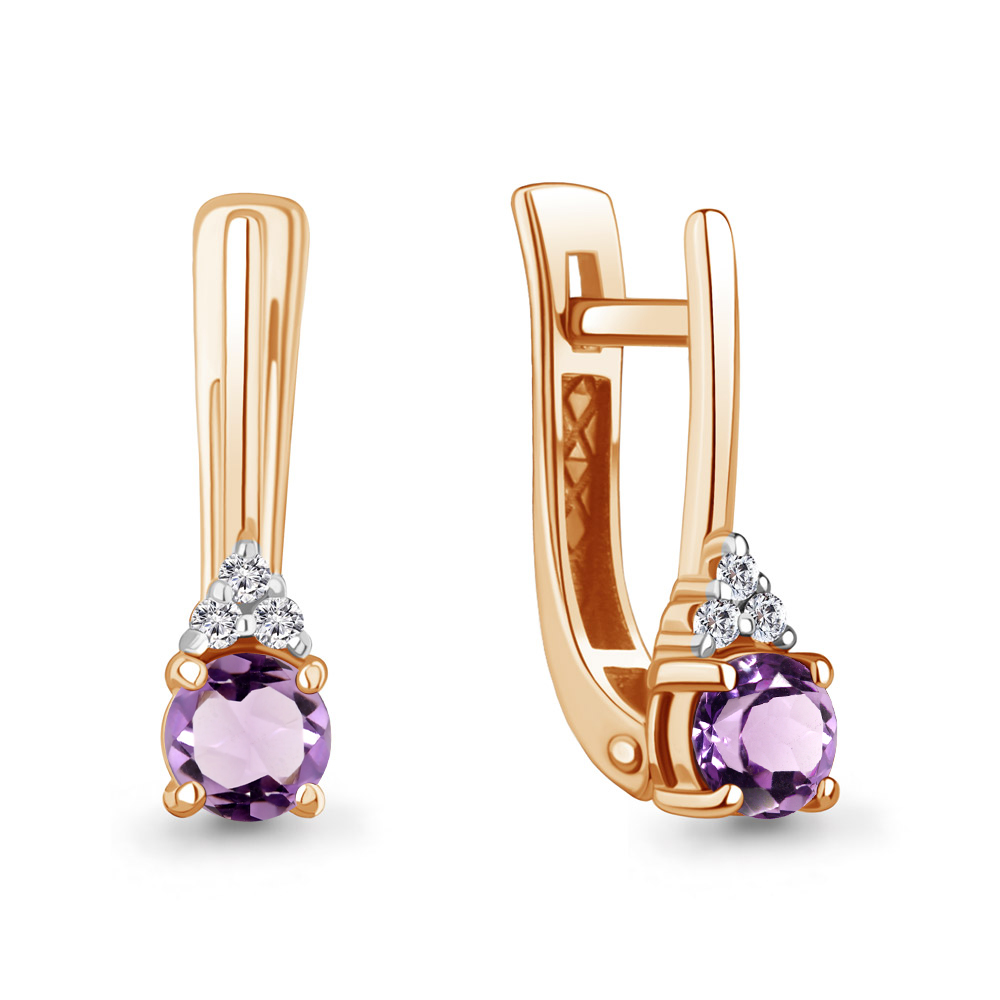 45023704 Серьги из Золота с аметистами, фианитами