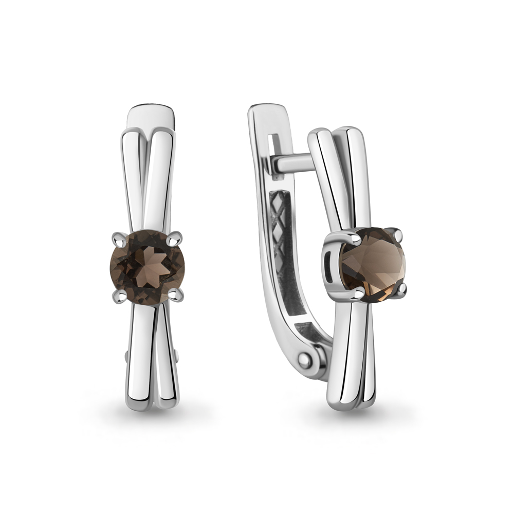 45024501 Серьги из Серебра с кварцами дымчатыми