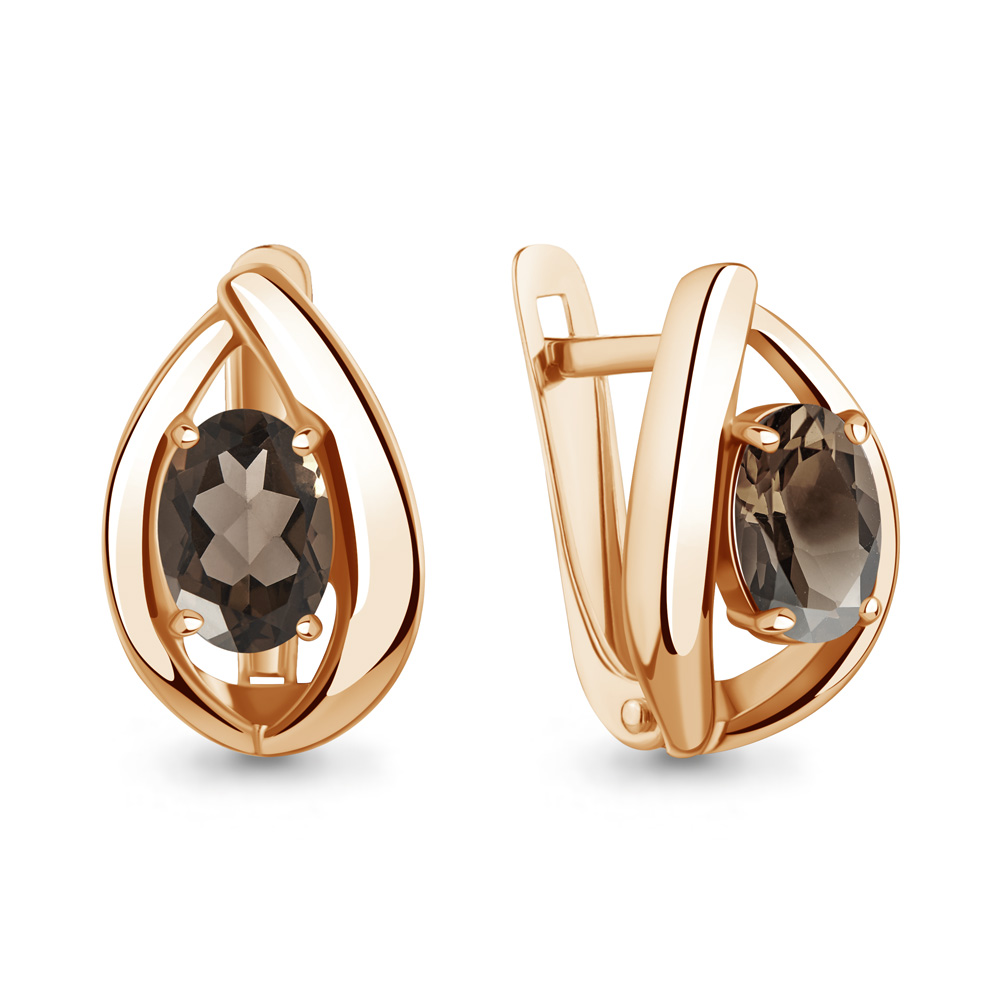 45024901 Серьги из Золота с кварцами дымчатыми