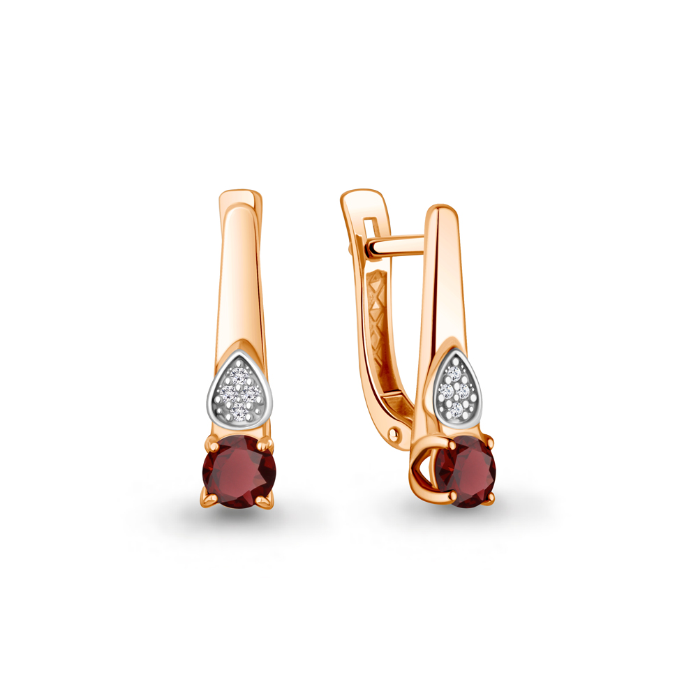 45025403А Серьги из Золота с гранатами, фианитами