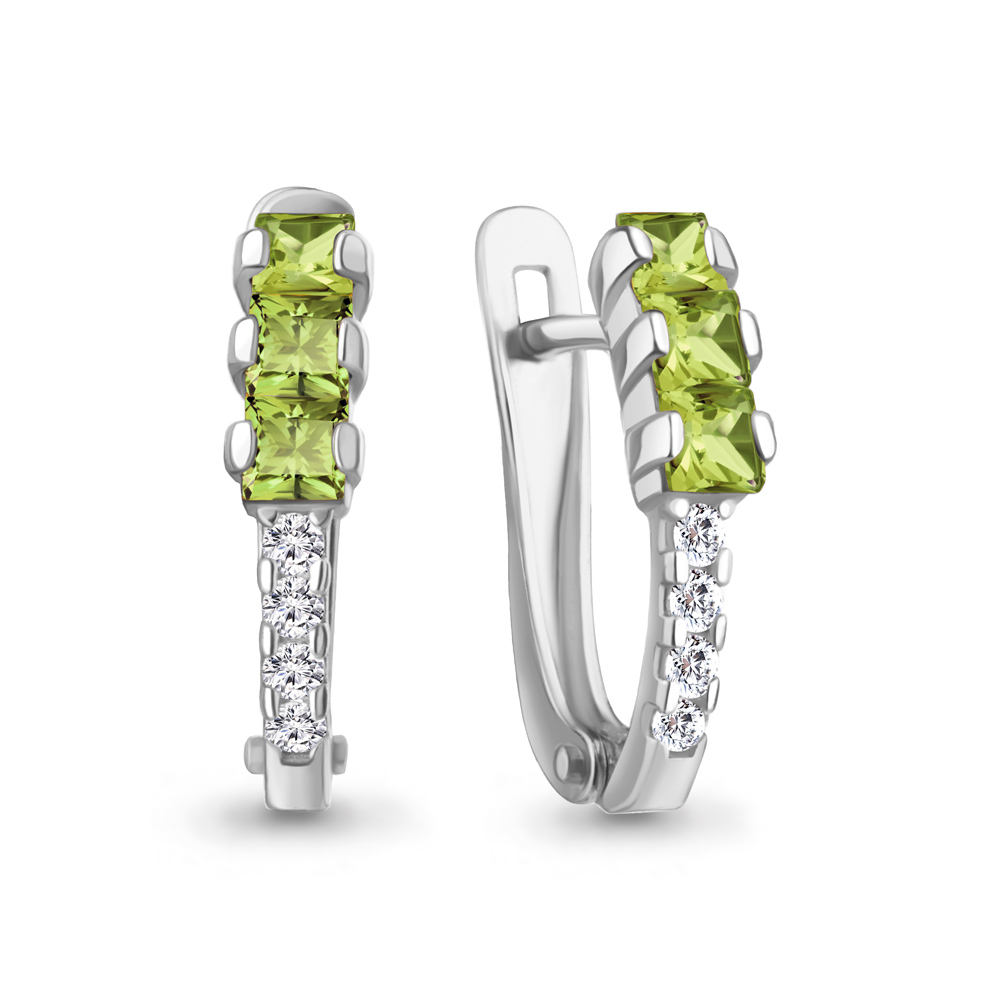 45025507А Серьги из Серебра с хризолитами