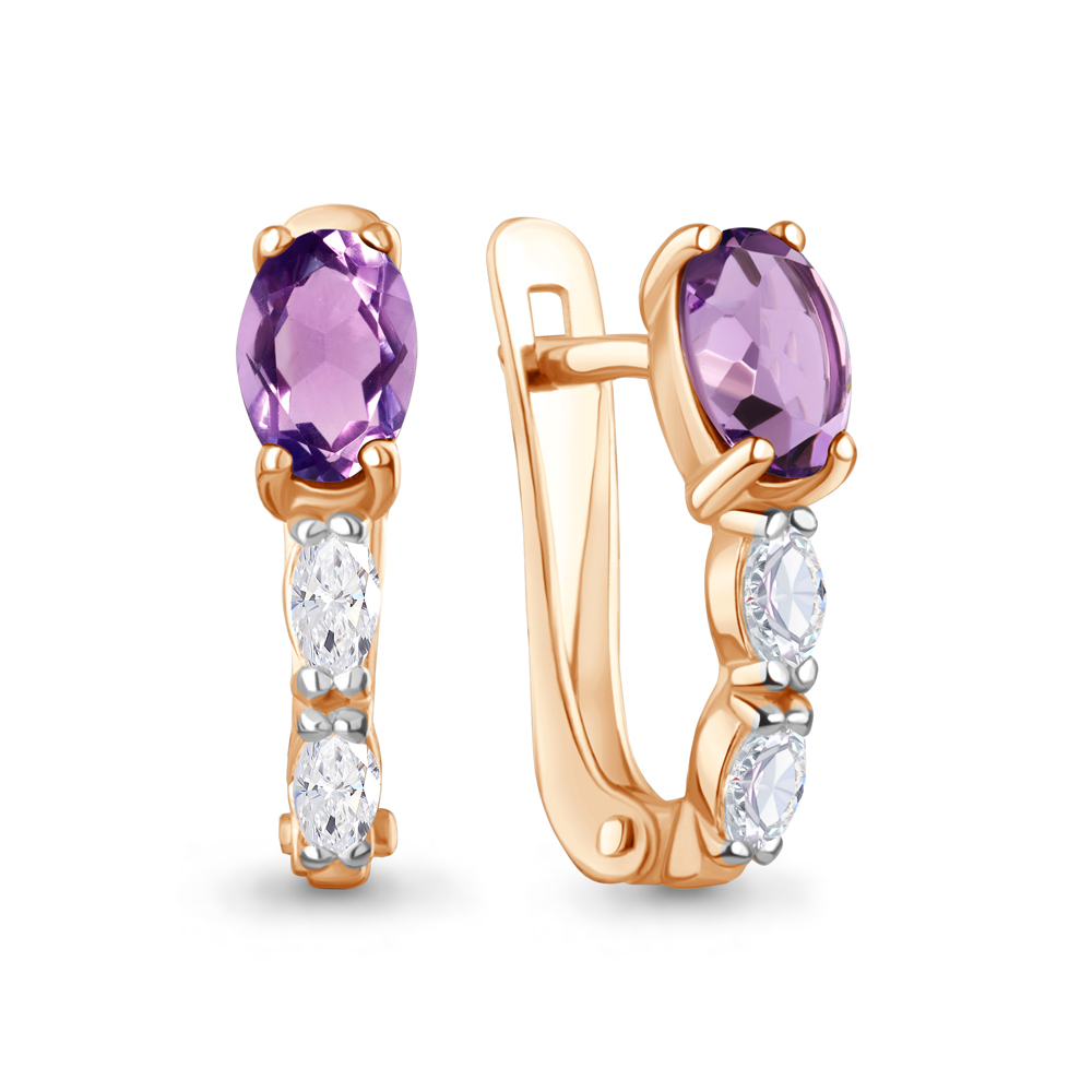 45025604 Серьги из Золота с аметистами, фианитами