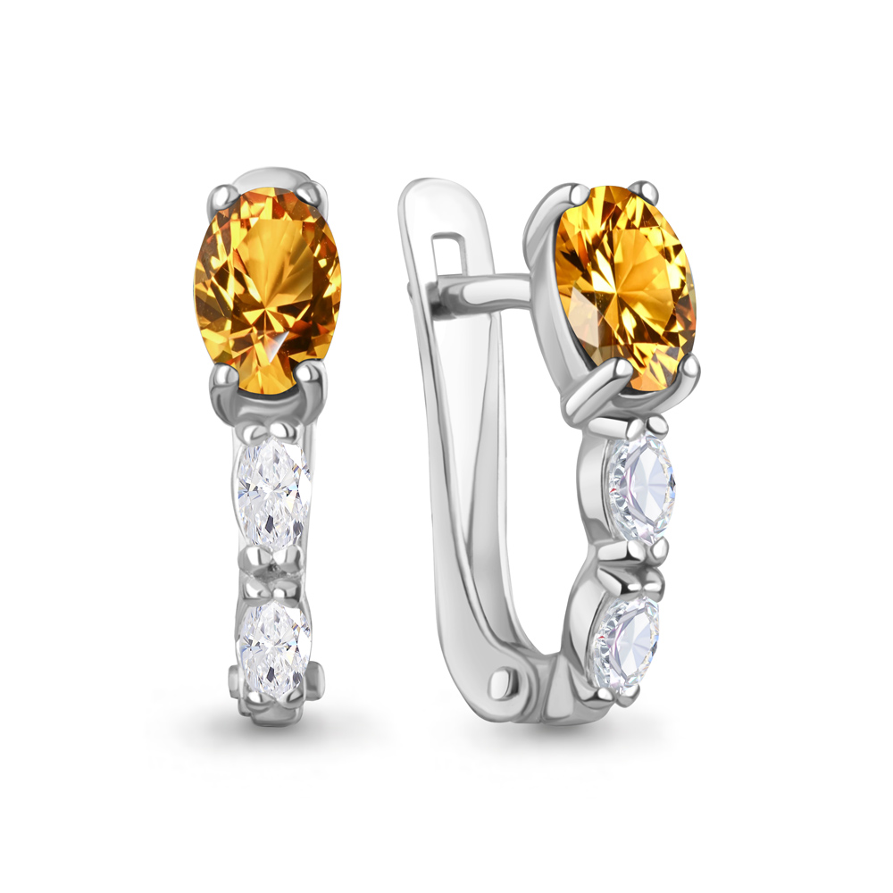 45025606 Серьги из Серебра с фианитами, цитринами