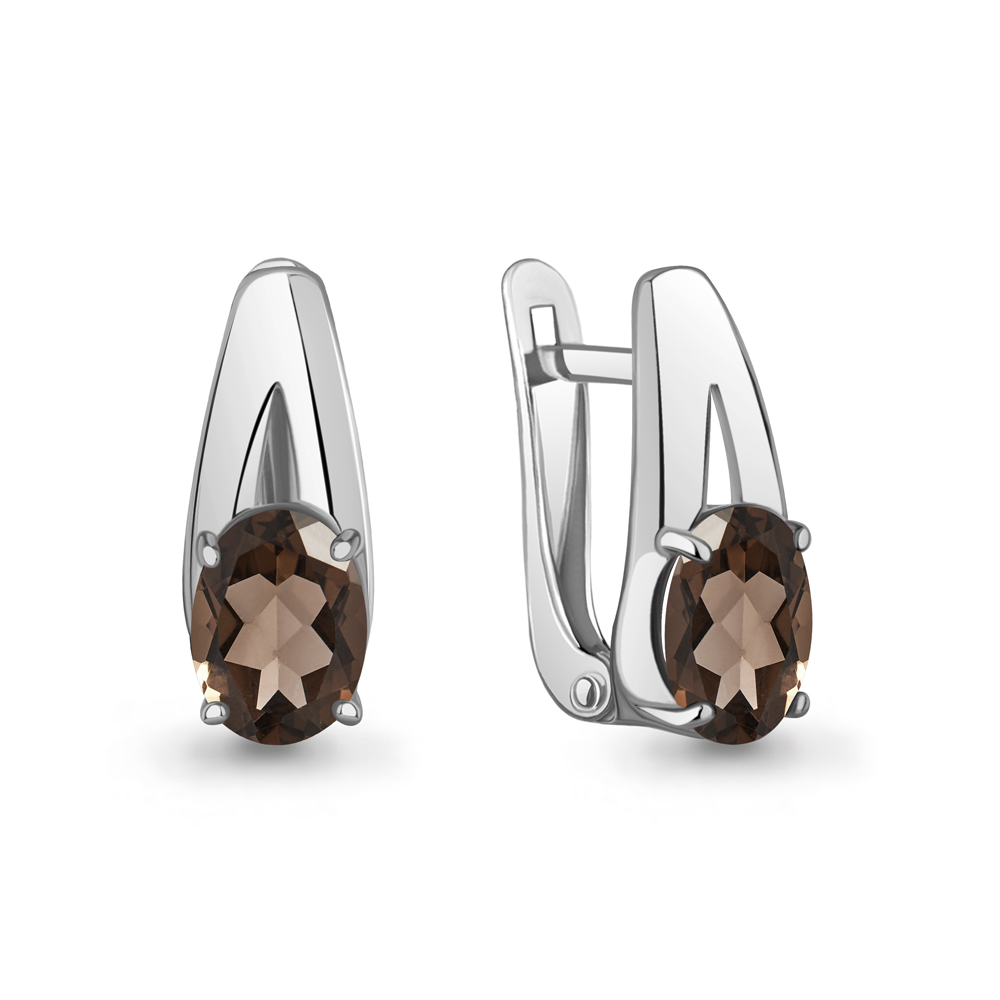 45026501 Серьги из Серебра с кварцами дымчатыми