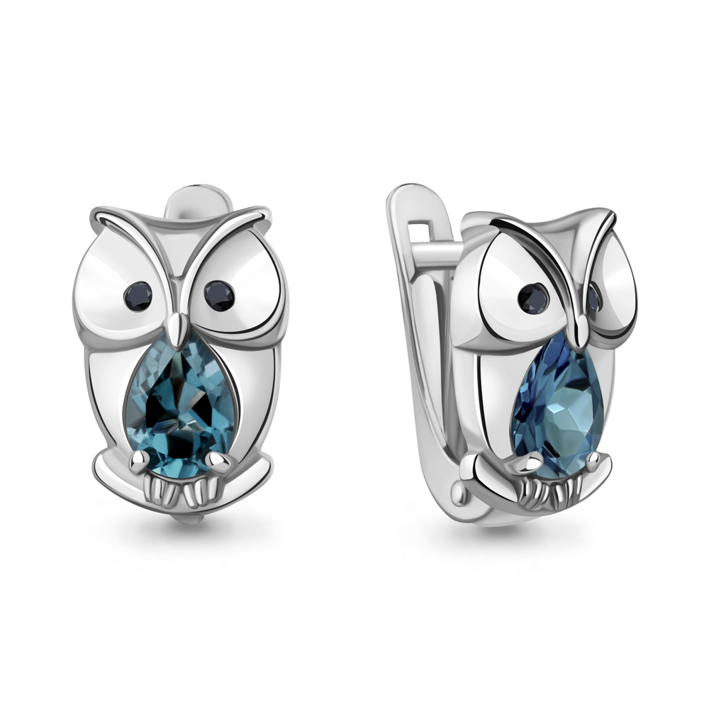 45026908Ч Серьги из Серебра с нанокристаллами, топазами лондон блю