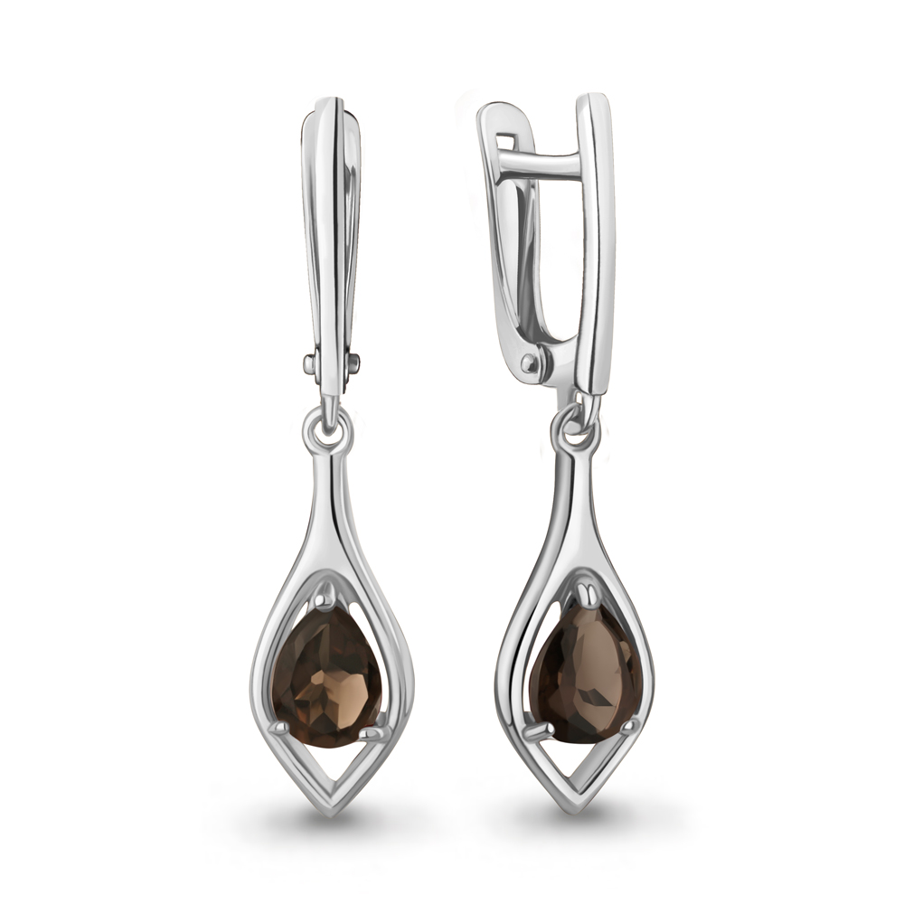 45028501 Серьги из Серебра с кварцами дымчатыми