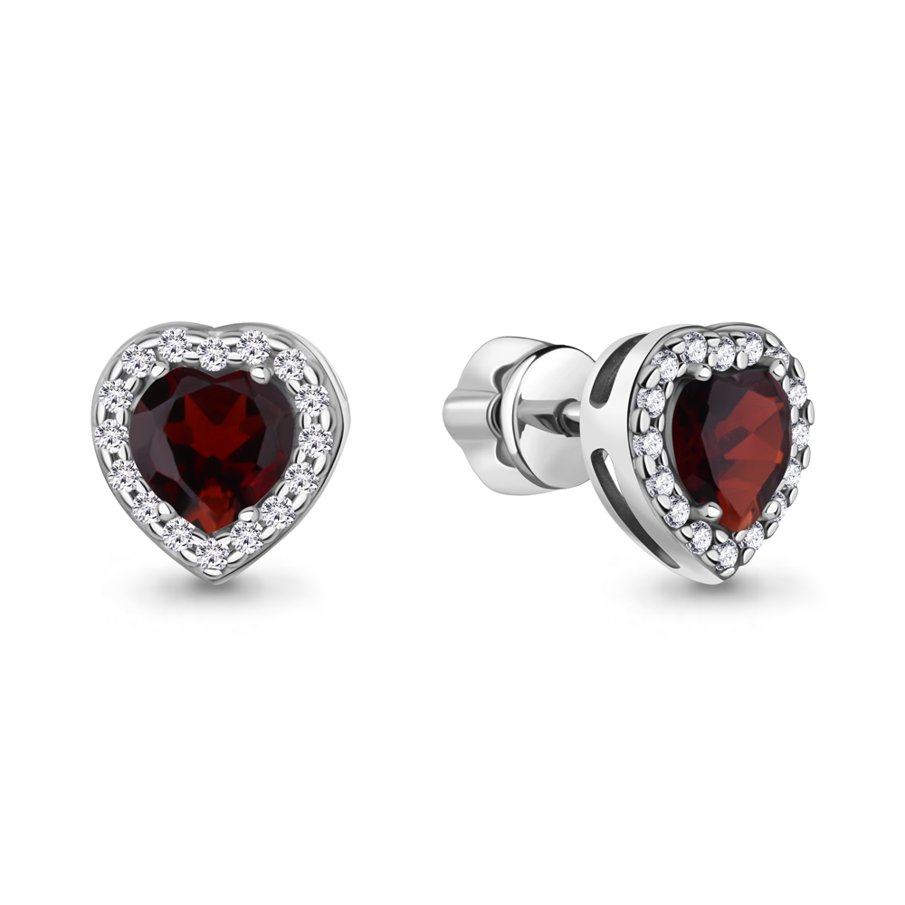 45029503А Серьги из Серебра с гранатами, фианитами