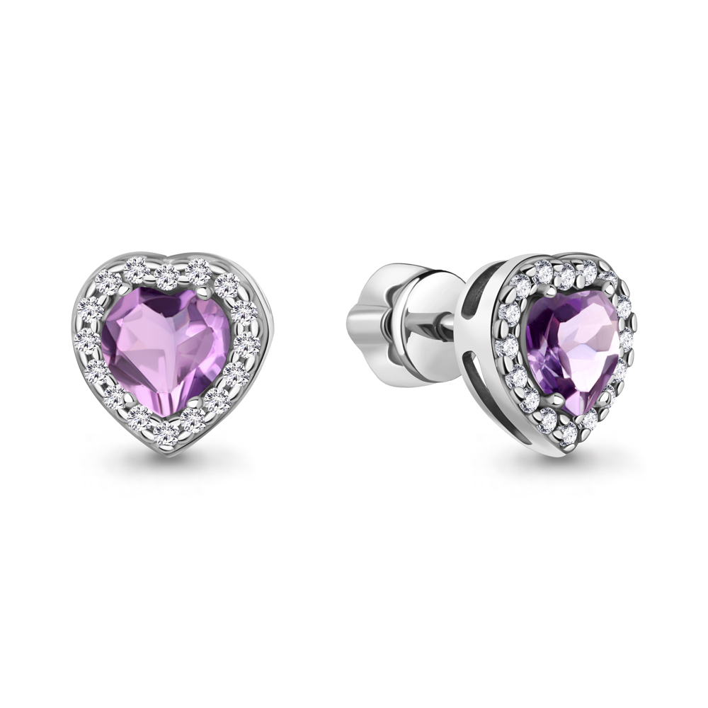 45029504А Серьги из Серебра с аметистами, фианитами