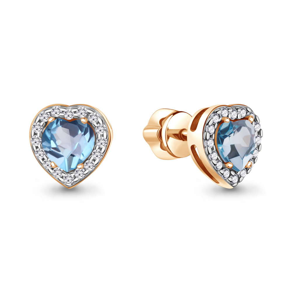 45029505А Серьги из Золота с топазами свисс блю, фианитами