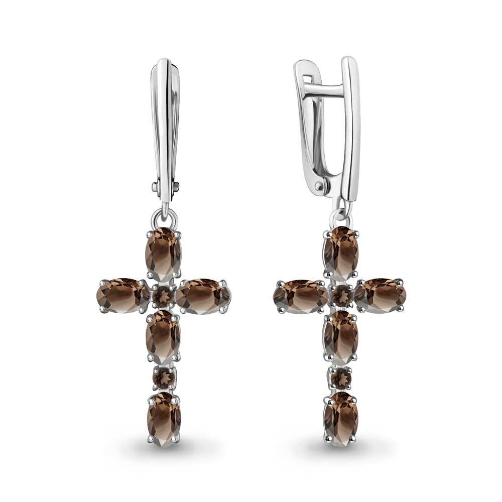 45029601 Серьги из Серебра с кварцами дымчатыми