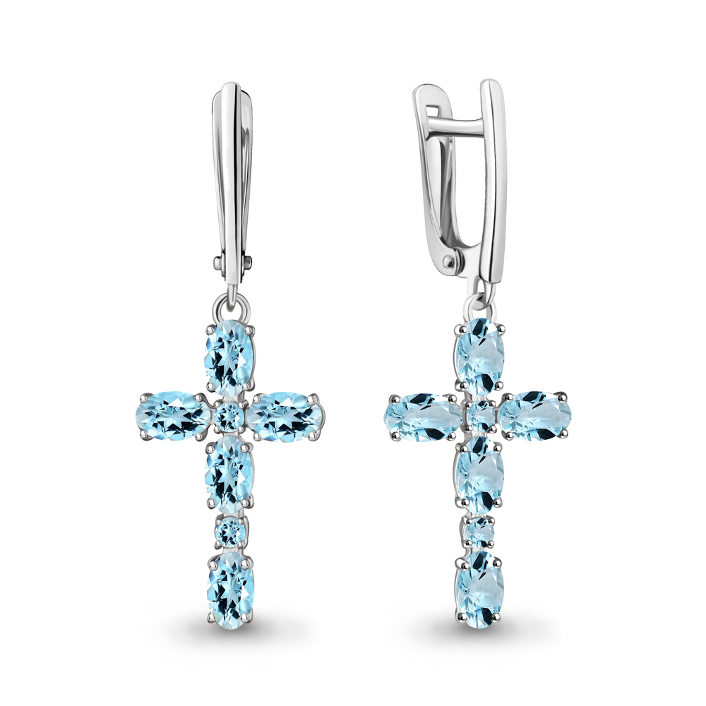 45029602 Серьги из Серебра с топазами скай блю