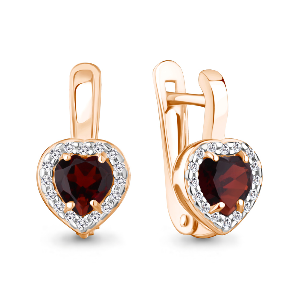 45030003А Серьги из Золота с гранатами, фианитами