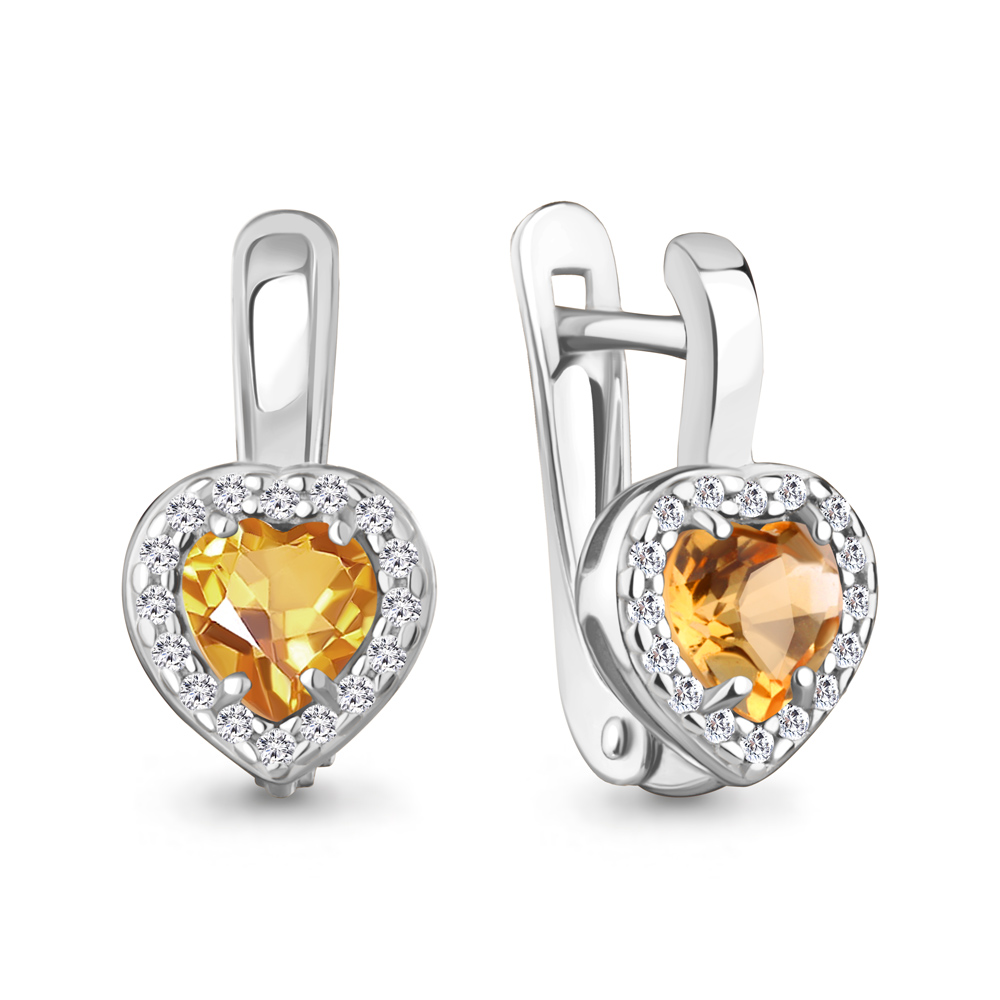 45030006А Серьги из Серебра с фианитами, цитринами
