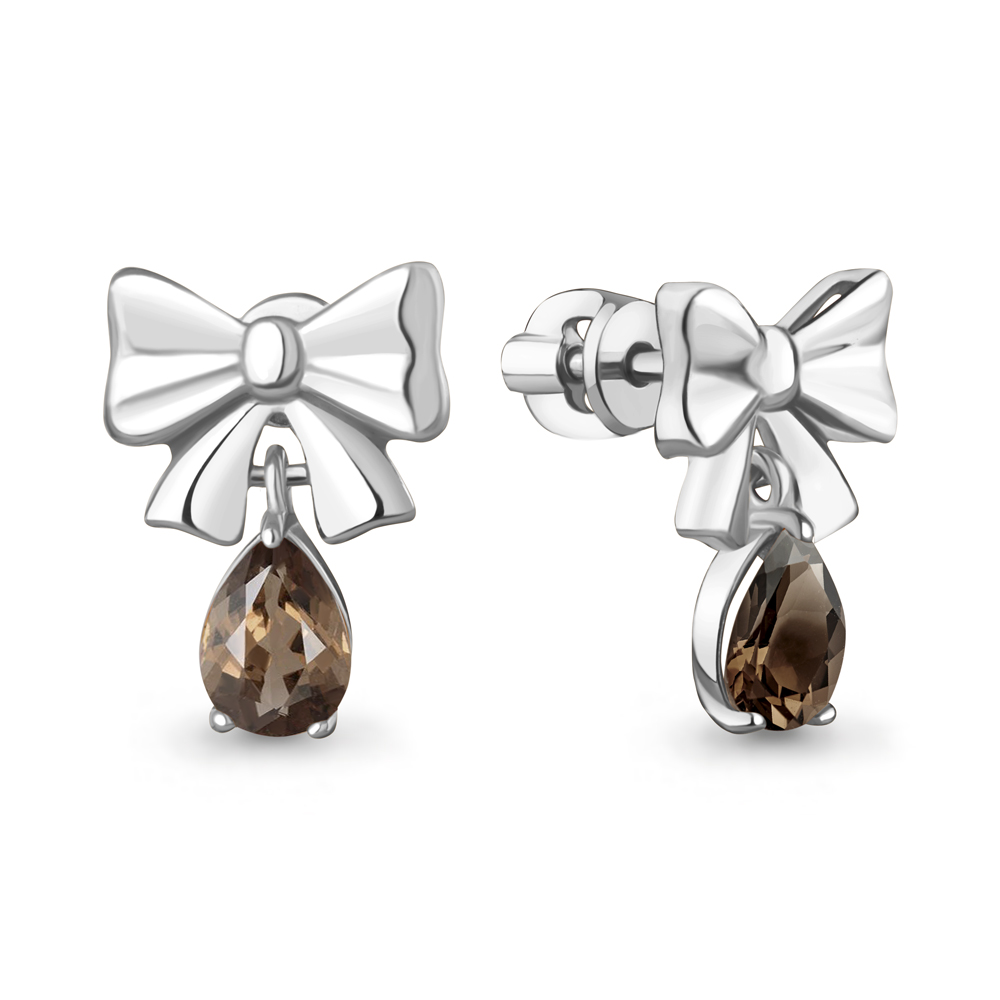 45030601 Серьги из Серебра с кварцами дымчатыми