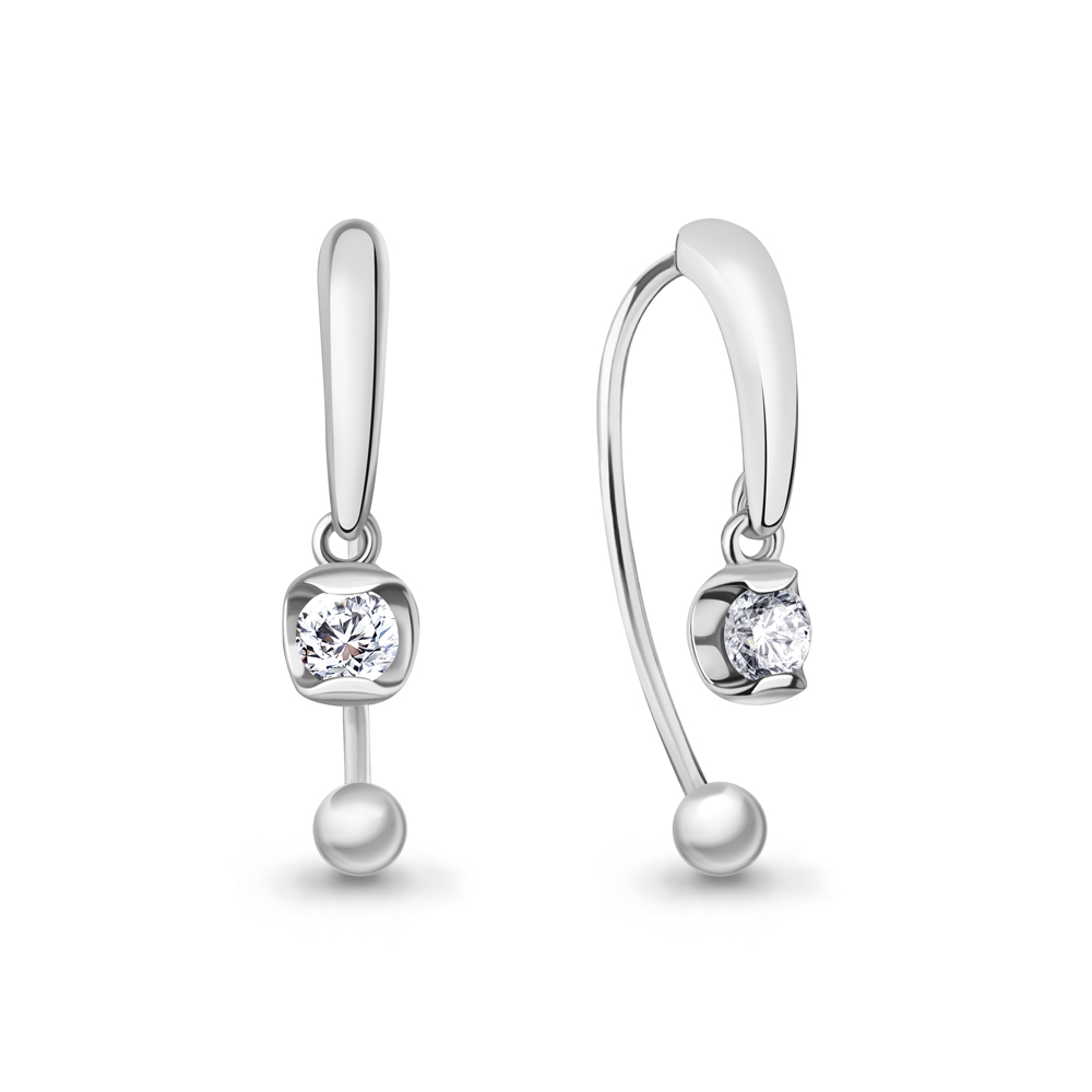 450308 Серьги из Серебра с фианитами