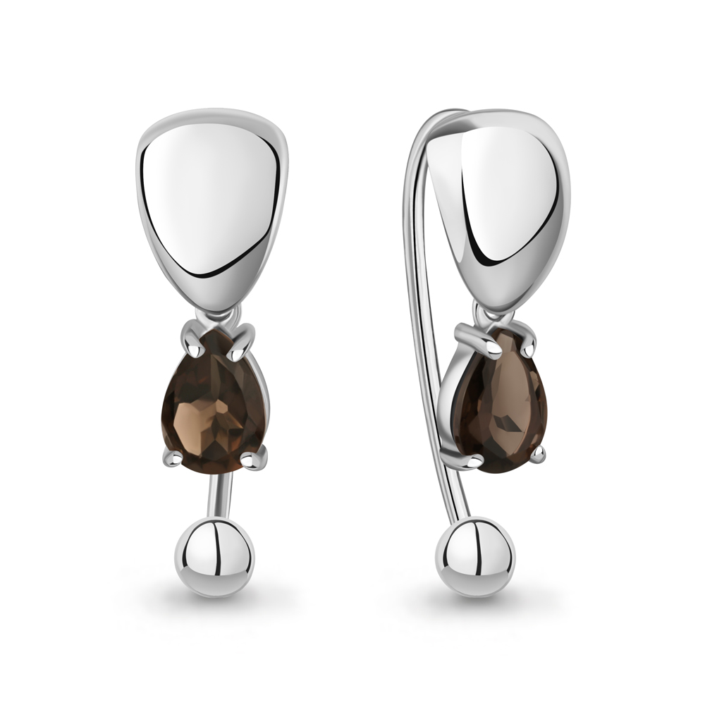 45031101 Серьги из Серебра с кварцами дымчатыми