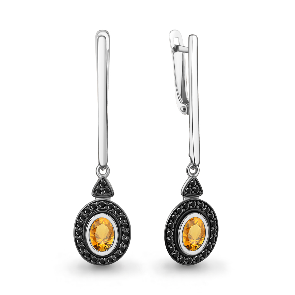 45031806Ч Серьги из Серебра с нанокристаллами, цитринами