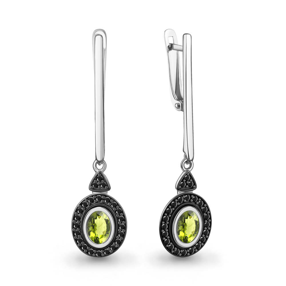 45031807Ч Серьги из Серебра с нанокристаллами, хризолитами