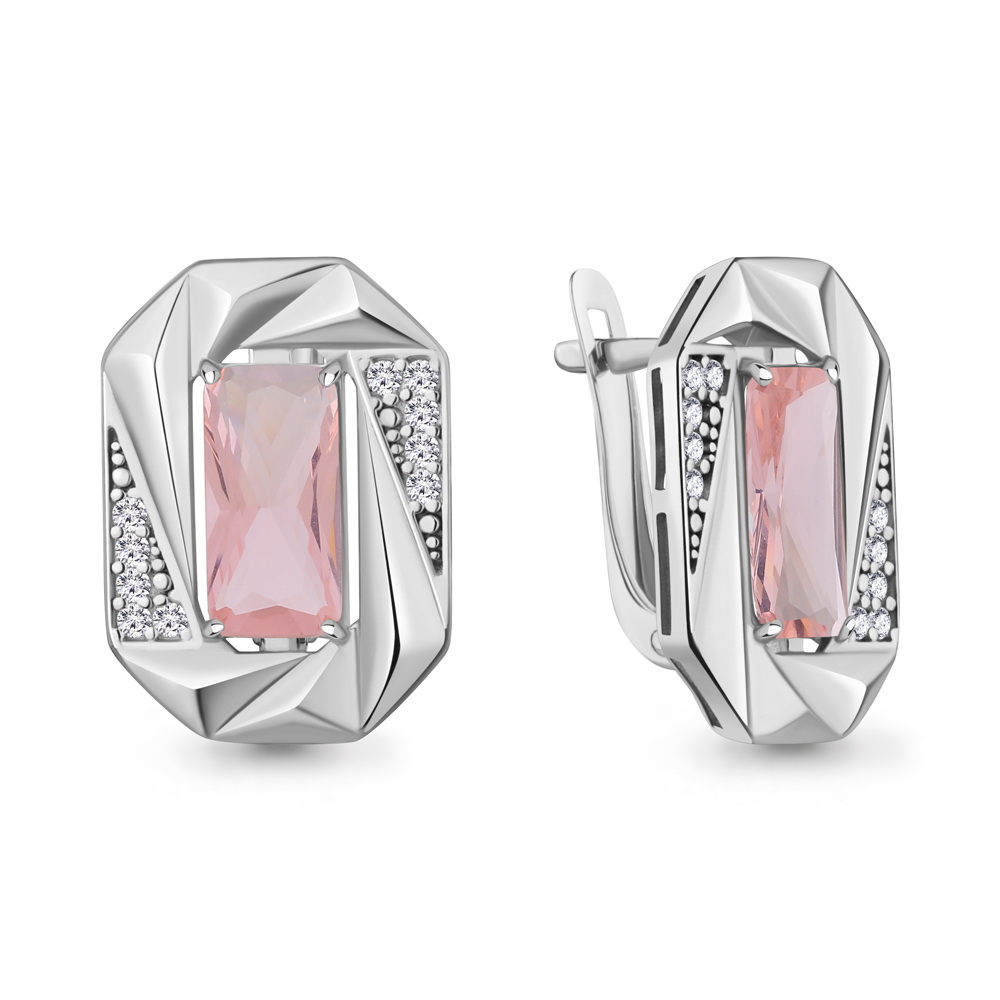 45032490А Серьги из Серебра с наноморганитами, фианитами