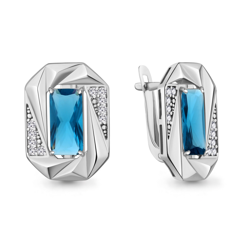 45032493А Серьги из Серебра с нанотопазами лондон, фианитами