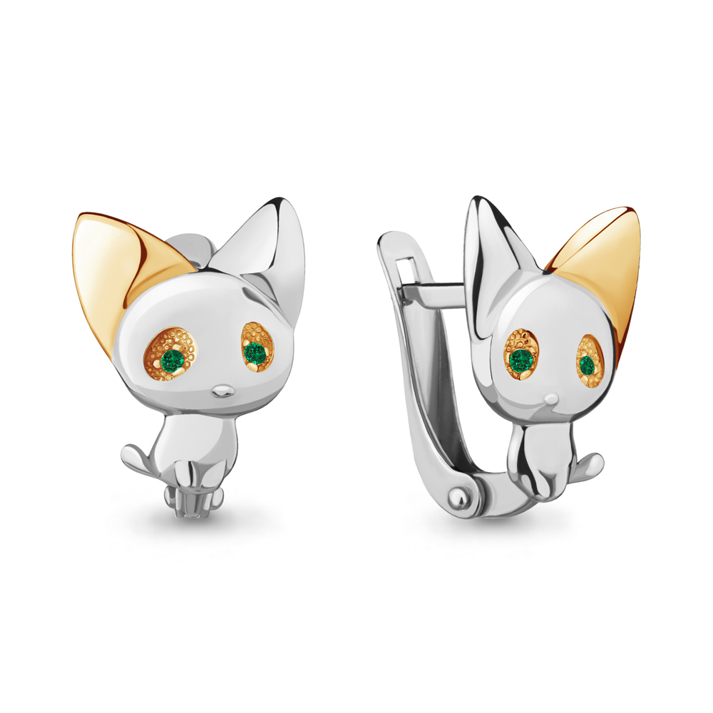 45340Г Серьги из Серебра с наноизумрудами из коллекции "Happy"