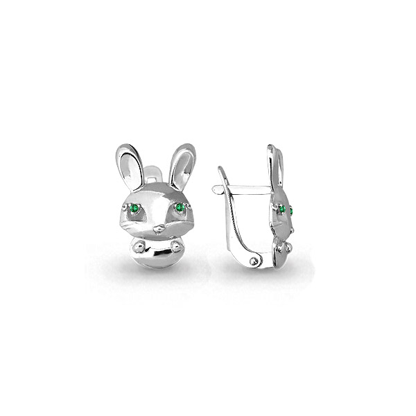 45341Г Серьги из Серебра с наноизумрудами из коллекции "Happy"