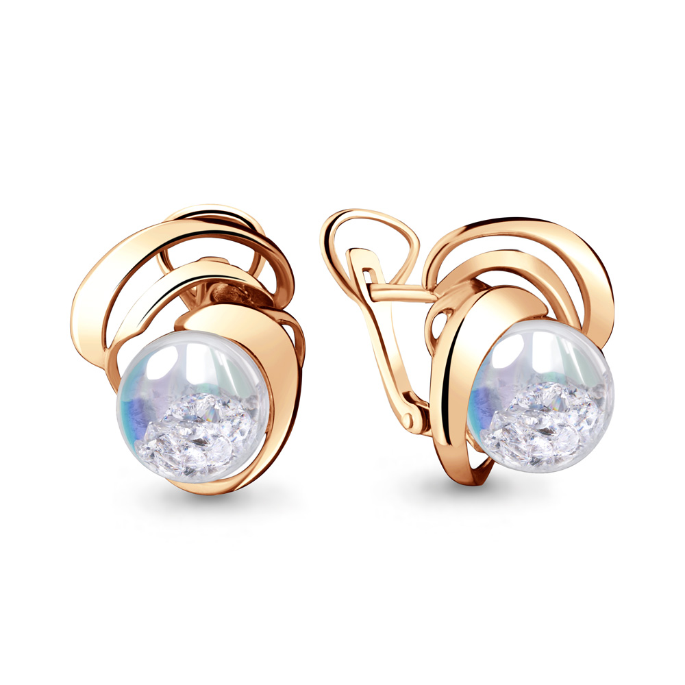 45343П Серьги из Золота с стёклами из коллекции "French ball"