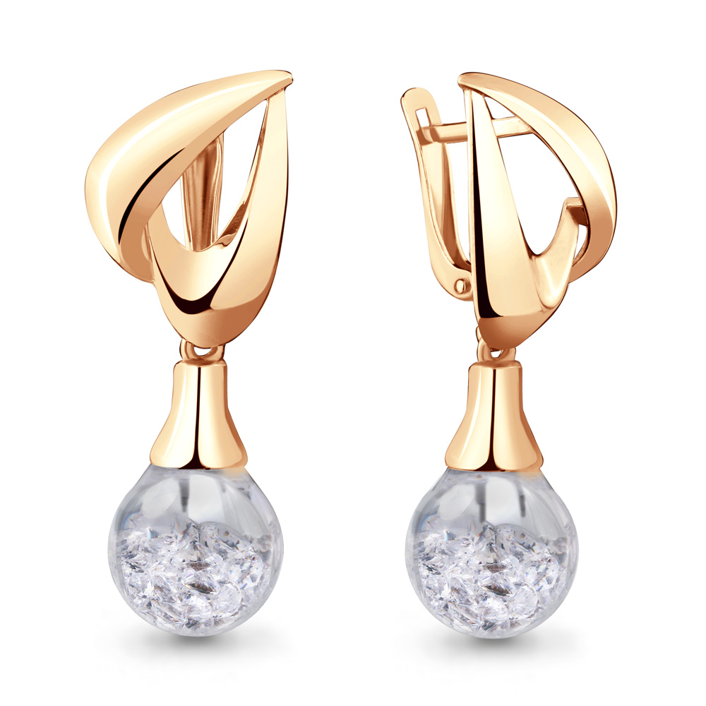 45356 Серьги из Золота с стёклами из коллекции "French ball"
