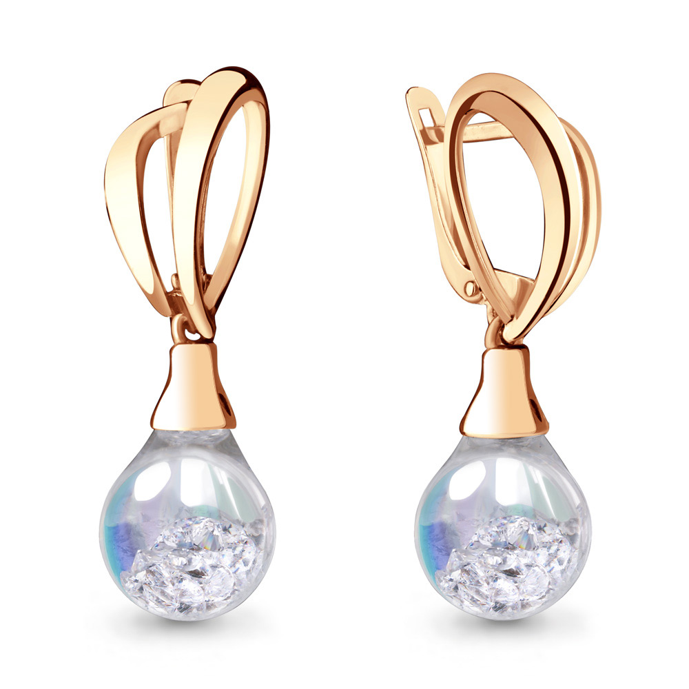 45358П Серьги из Золота с стёклами из коллекции "French ball"