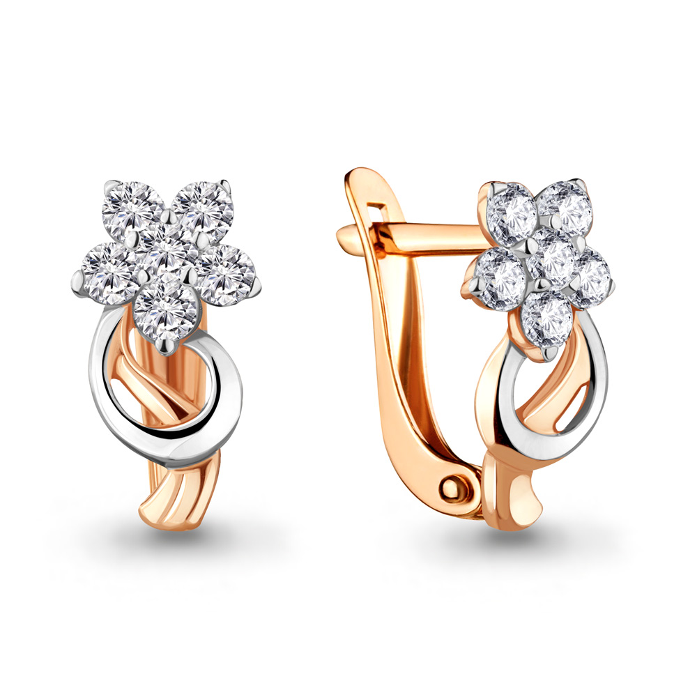 45365А Серьги из Золота с фианитами из коллекции "Happy"