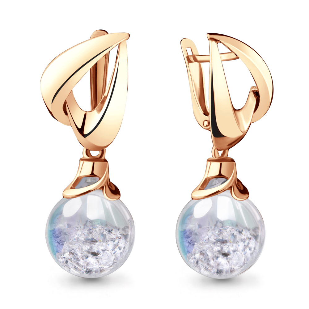 45389П Серьги из Золота с стёклами из коллекции "French ball"